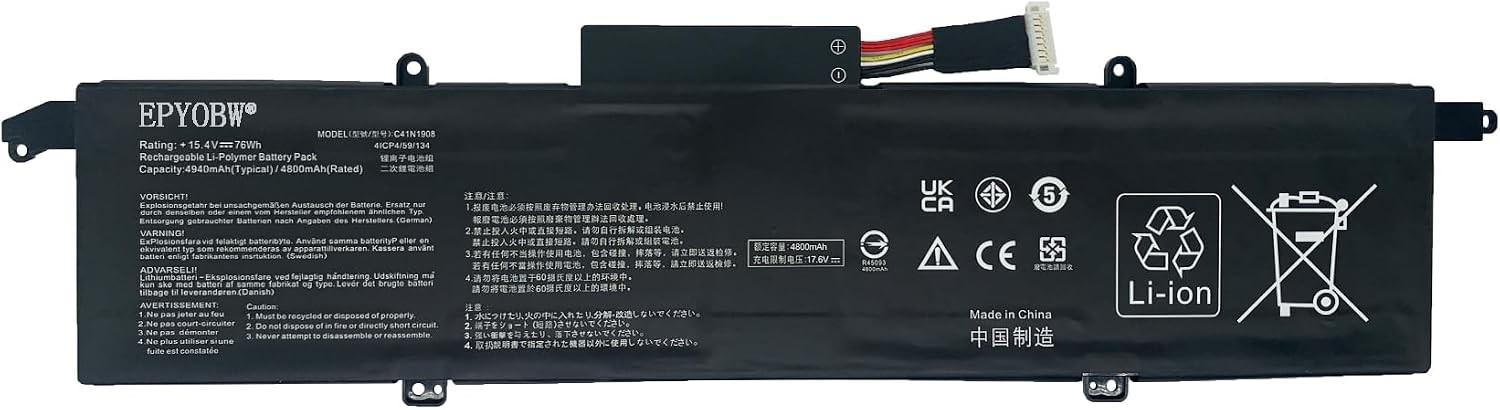 C41N1908 Laptop Battery 76Wh 4940mAh C41PQ05 4ICP4 59 C41N1908 Laptop Battery 76Wh 4940mAh C41PQ05 4ICP4 59
