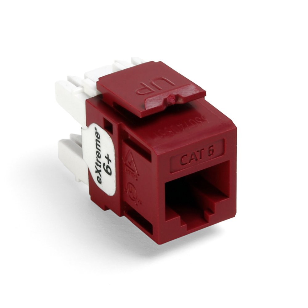 Leviton Extreme 6+ QuickPort Connector, CAT 6, 25-Pack, 61110-BR6, Red Leviton Extreme 6+ QuickPort Connector, CAT 6, 25-Pack, 61110-BR6, Red