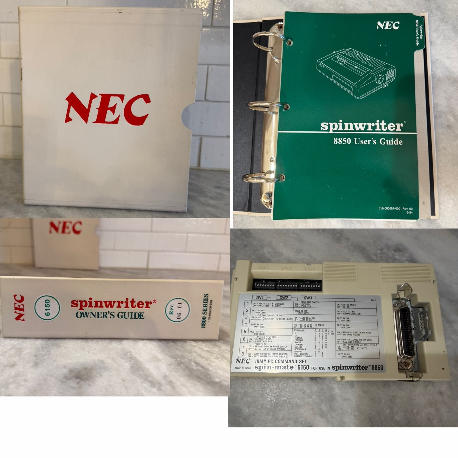 RARE VTG NEC IBM PC COMMAND SET SPIN MATE 6150 + SPINWRITER 8850 USER GUIDE RARE VTG NEC IBM PC COMMAND SET SPIN MATE 6150 + SPINWRITER 8850 USER GUIDE