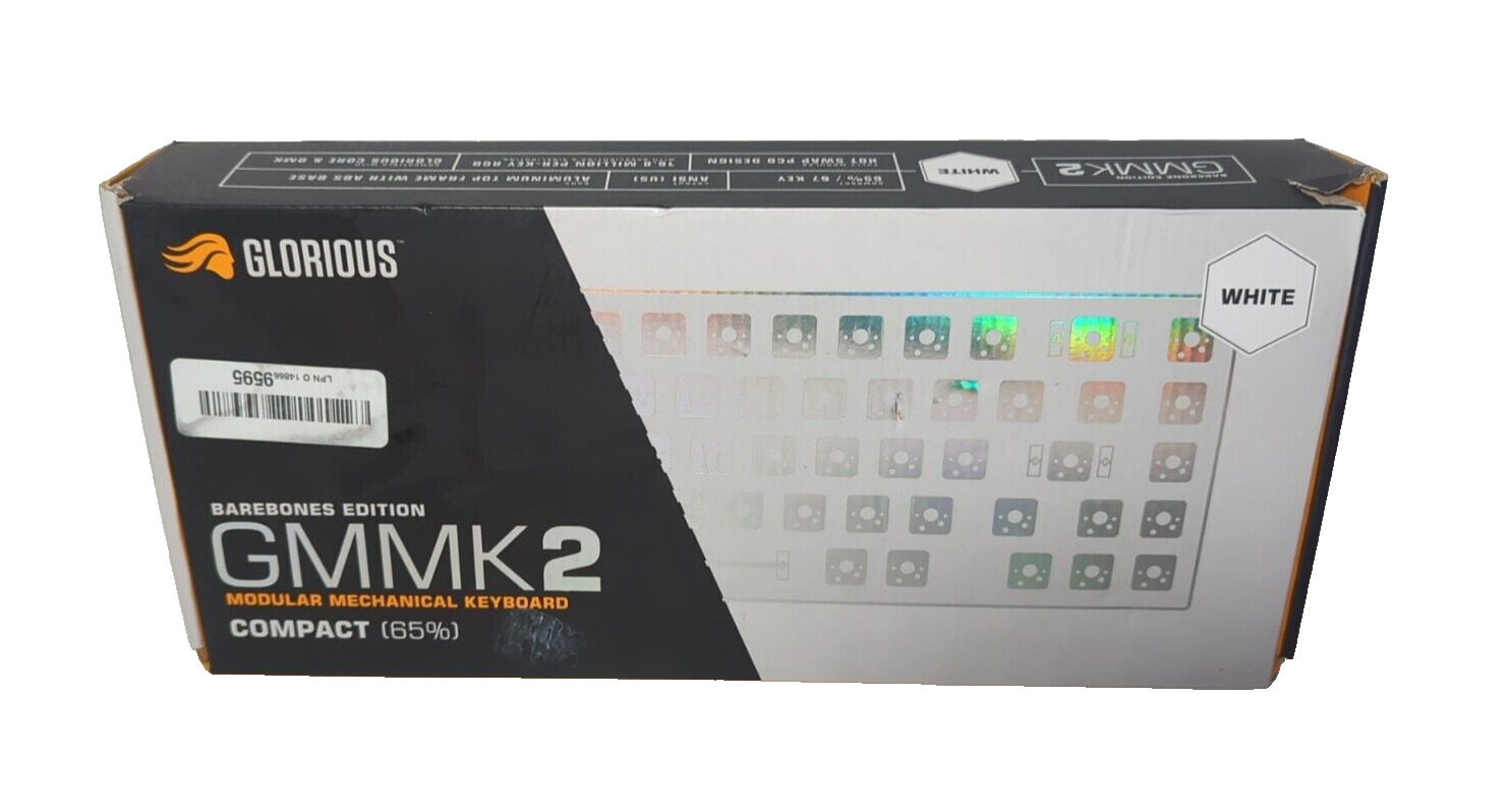 GLORIOUS GMMK 2 Gaming Barebones Keyboard - 65% - Hot Swappable TKL DIY, White