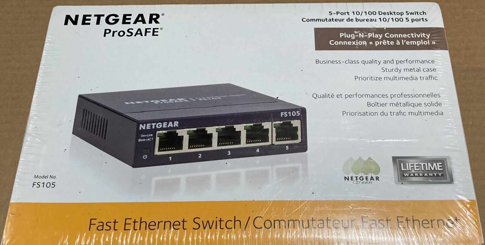 NETGEAR ProSafe FS105 5-Port 10/100 Desktop External Switch NEW Factory Sealed