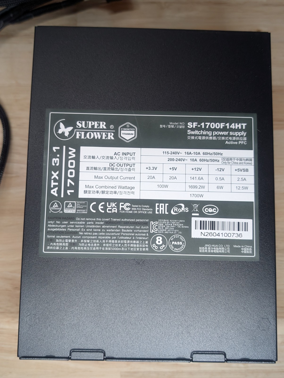 Open Box + Cables Super Flower Leadex Titanium 1700W ATX 3.1 Cybenetics Titanium Open Box + Cables Super Flower Leadex Titanium 1700W ATX 3.1 Cybenetics Titanium