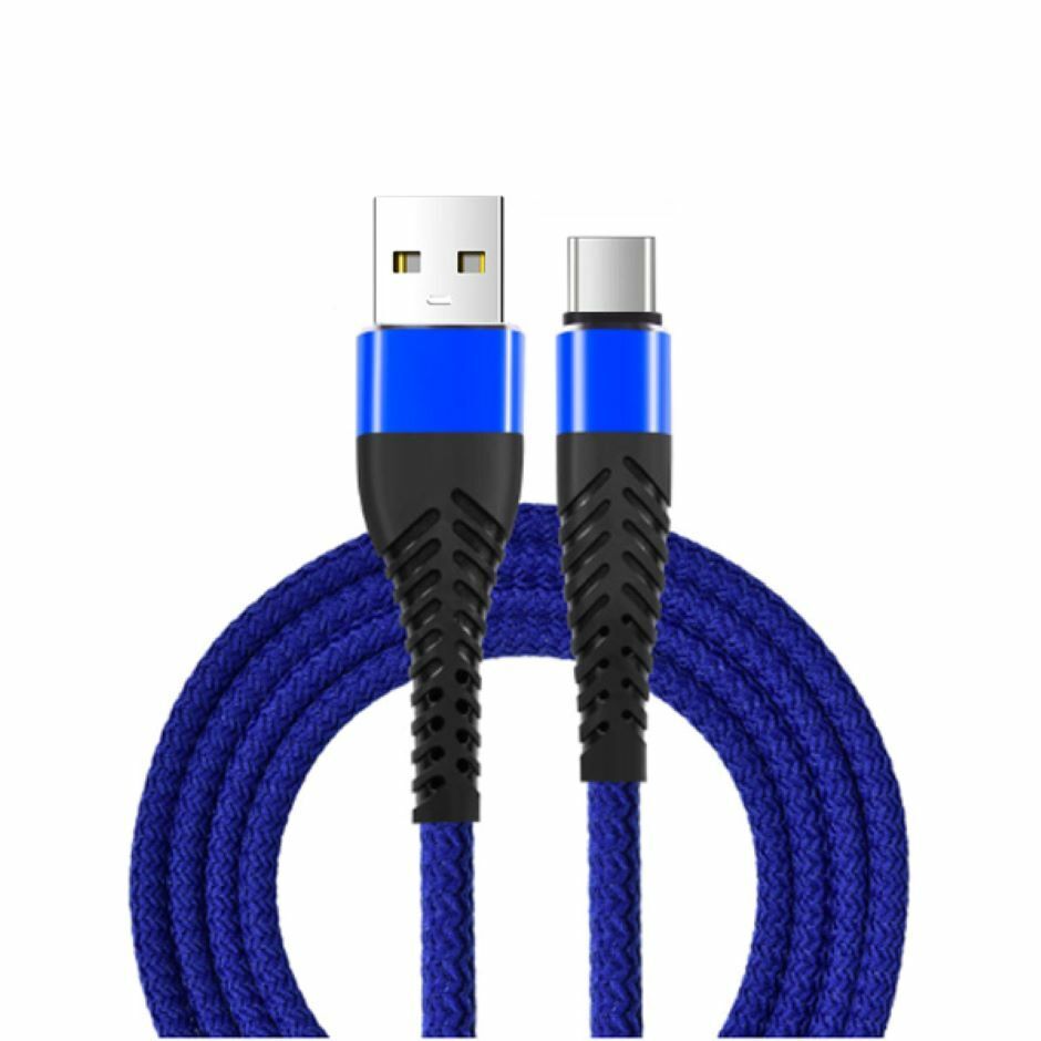 6Ft Blue Nylon Braided USB Type C Fast Charger Sync Cable