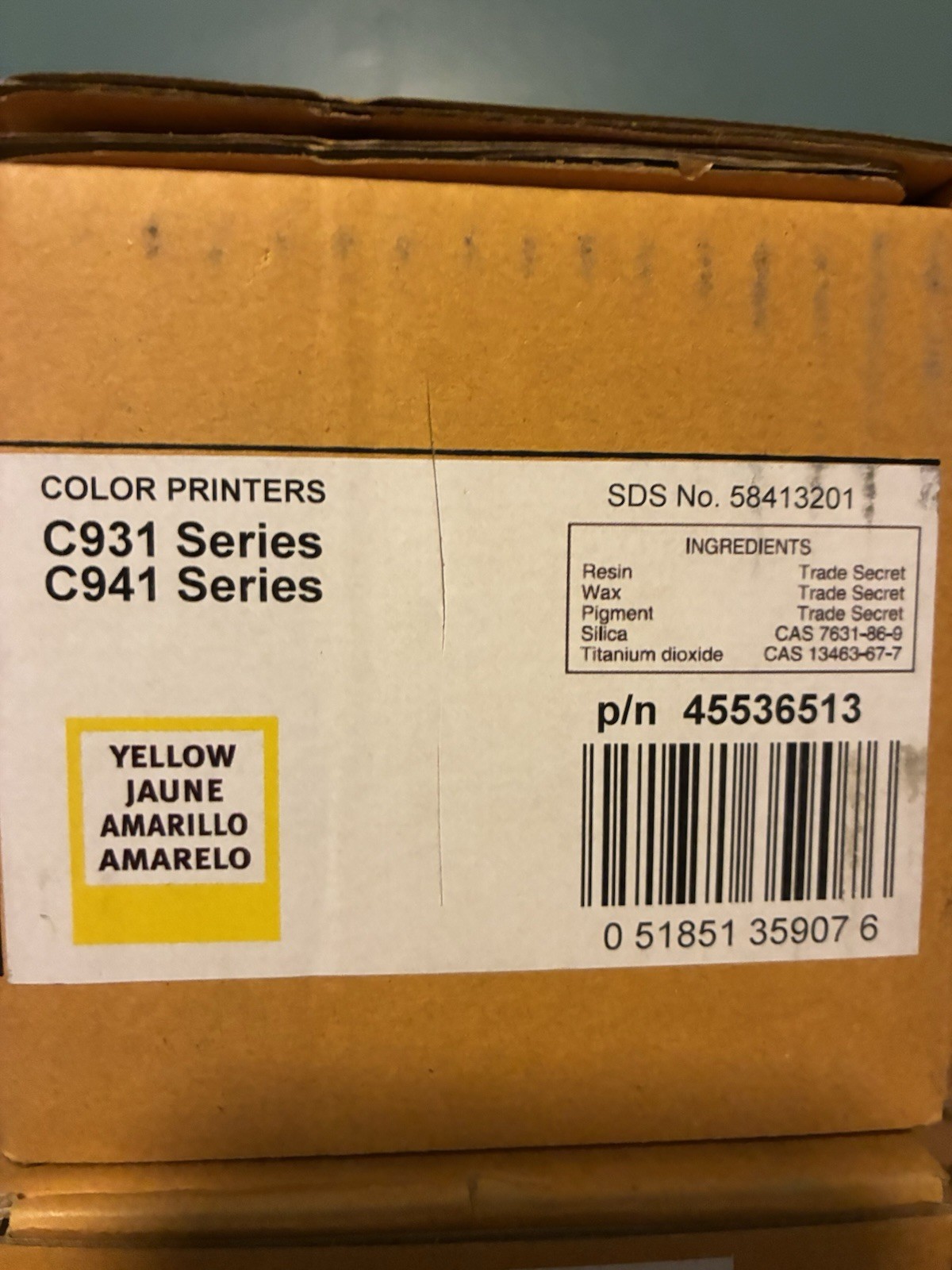 OKI 45536513 Yellow Laser Toner Cartridge for C931/C941 Series