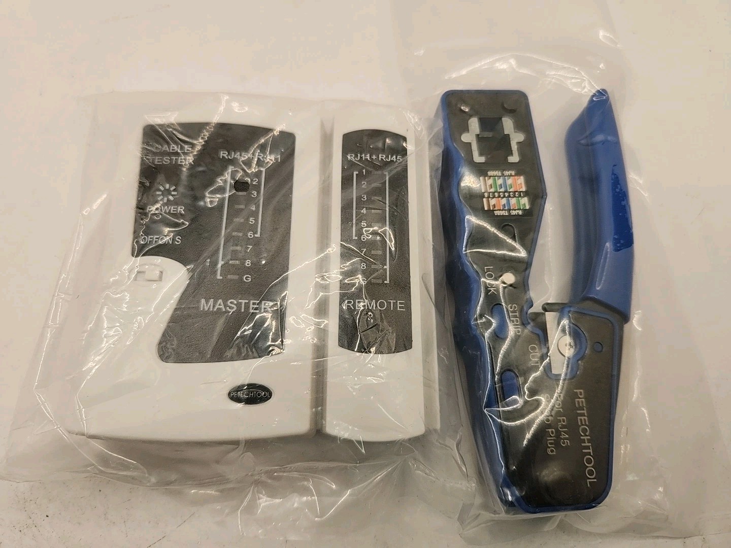 NEW Petechtool RJ45 Network Cable Crimping Tool Kit Ethernet Crimper and Tester