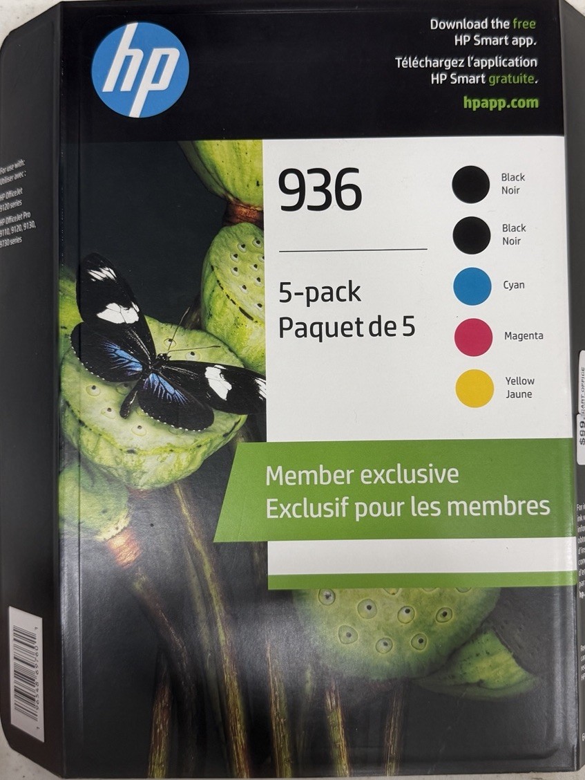 NEW HP 936 5-Pack-2-BLACK, CYAN, MAGENTA, YELLOW INK CARTRIDGES EXP 02.2027