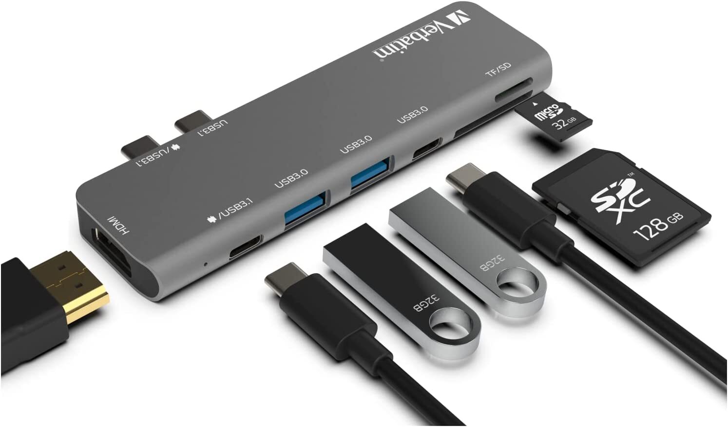 Verbatim 7-in-2 USB C Hub Adapter with 4K HDMI, USB 3.0, SD Card Readers Verbatim 7-in-2 USB C Hub Adapter with 4K HDMI, USB 3.0, SD Card Readers