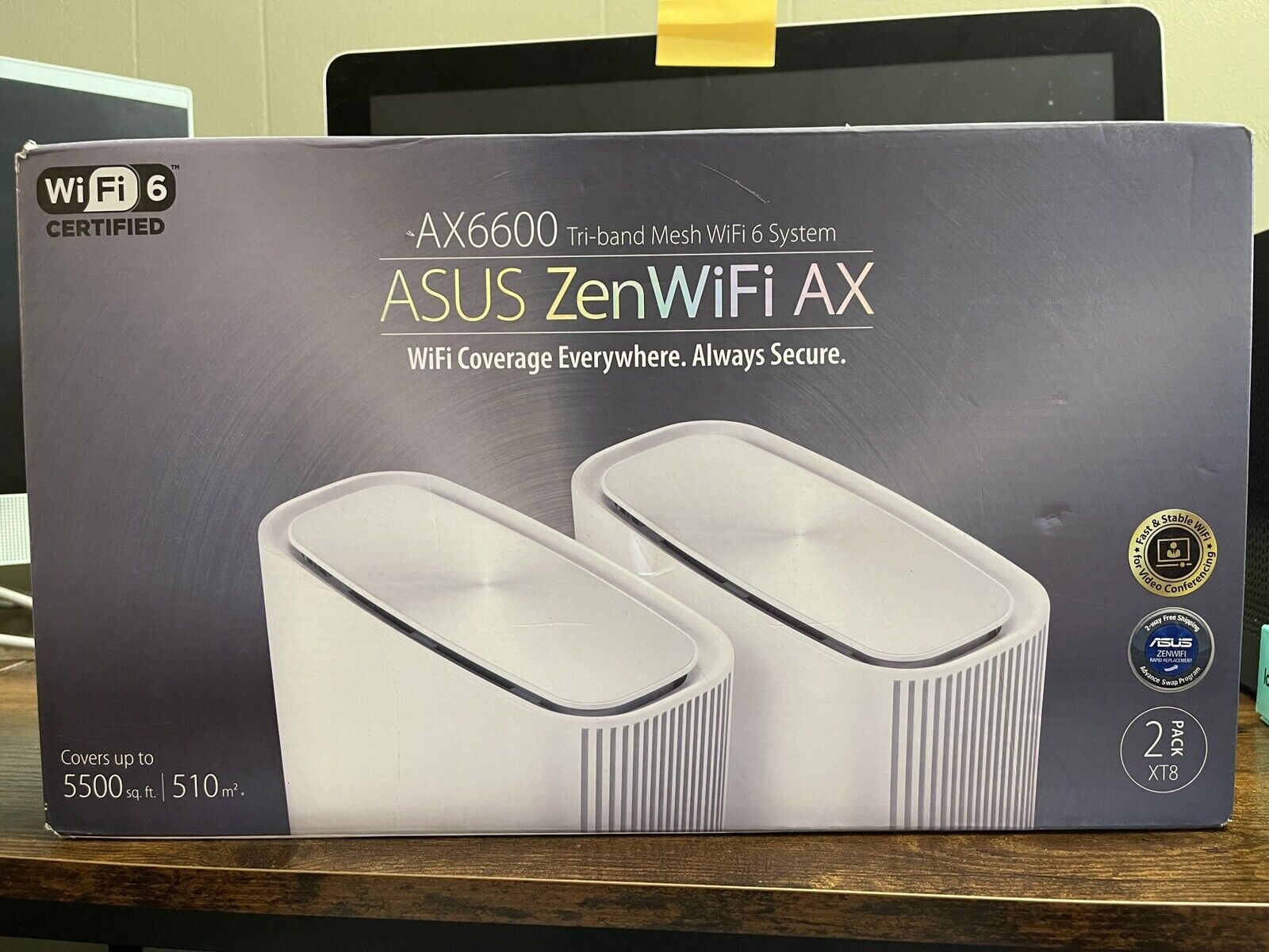 ASUS ZenWiFi XT8 AX6600 Wireless Tri-Band Mesh Wi-Fi System 2-Pack White #0005