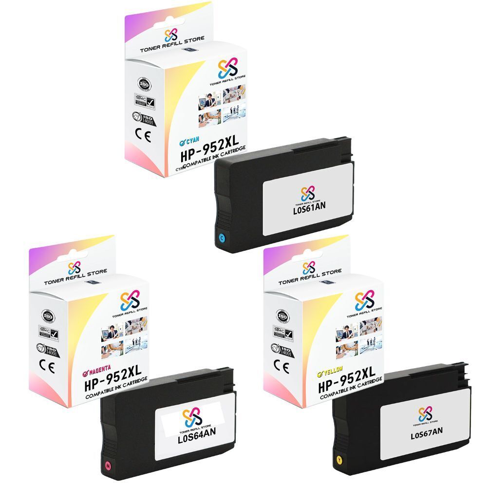 3PK TRS 952XL CMY HY Compatible for HP OfficeJet 7740 8702 8715 Ink Cartridge