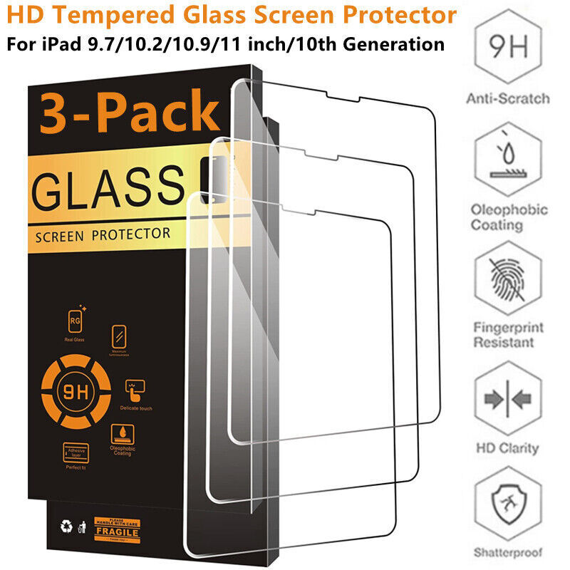 3pcs HD Tempered GLASS Screen Protector for Apple iPad 10.2 9th Generation 2021