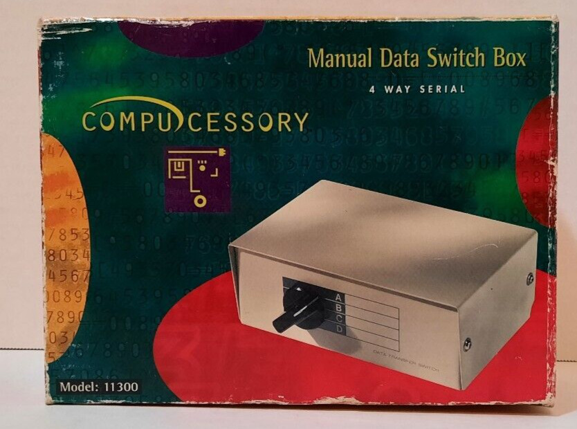 Compucessory Manual Data Transfer PC Switch Box 4 Way ABCD I/O 25 pin parallel