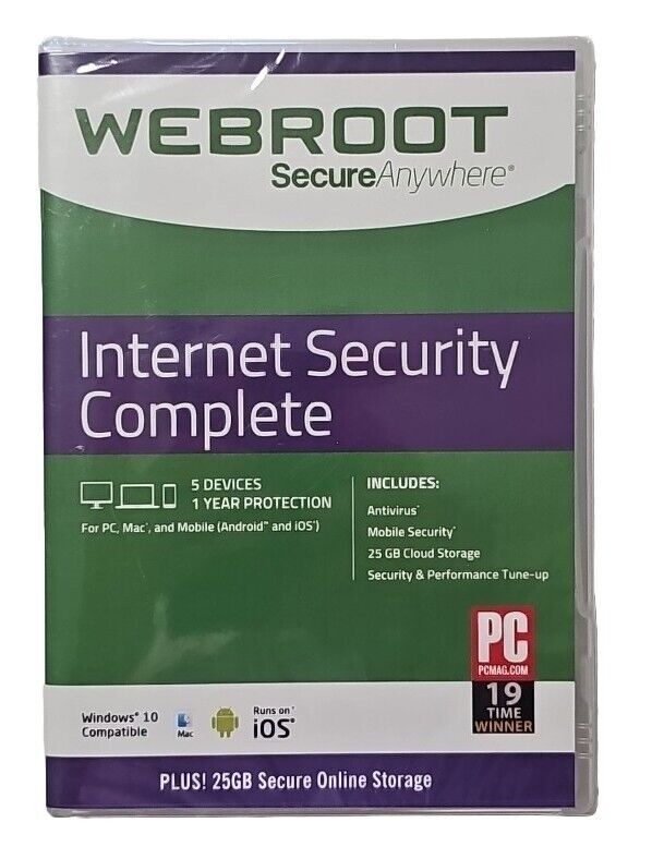 Webroot Internet Security Complete | 1YR 5 Devices-PC, MAC, and Mobile Security