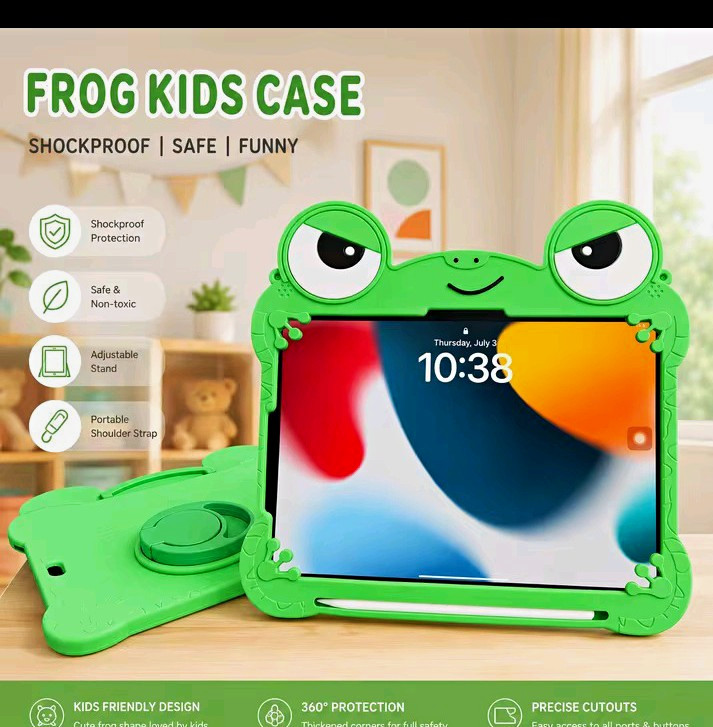 Green Frog Shockproof Stand Case w/ Strap for Samsung Galaxy Tab A11 8.7\