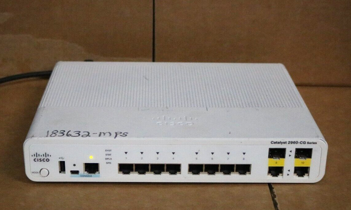 Cisco WS-C2960CG-8TC-L 8 Port Gigabit Ethernet Network Switch, PRE-OWNED .