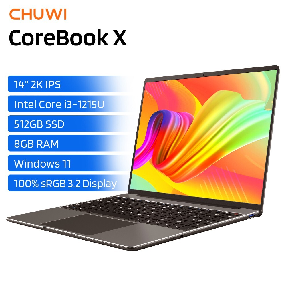CHUWI CoreBook X 14.1'' Laptop Intel Core i3-1215U 4.4GHz 8GB RAM 512GB SSD W11H CHUWI CoreBook X 14.1'' Laptop Intel Core i3-1215U 4.4GHz 8GB RAM 512GB SSD W11H