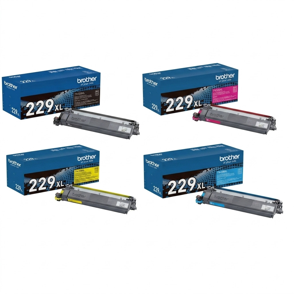 Brother TN229XL Genuine OEM Black & Color High Yield Toner Set 4-Pack Brother TN229XL Genuine OEM Black & Color High Yield Toner Set 4-Pack