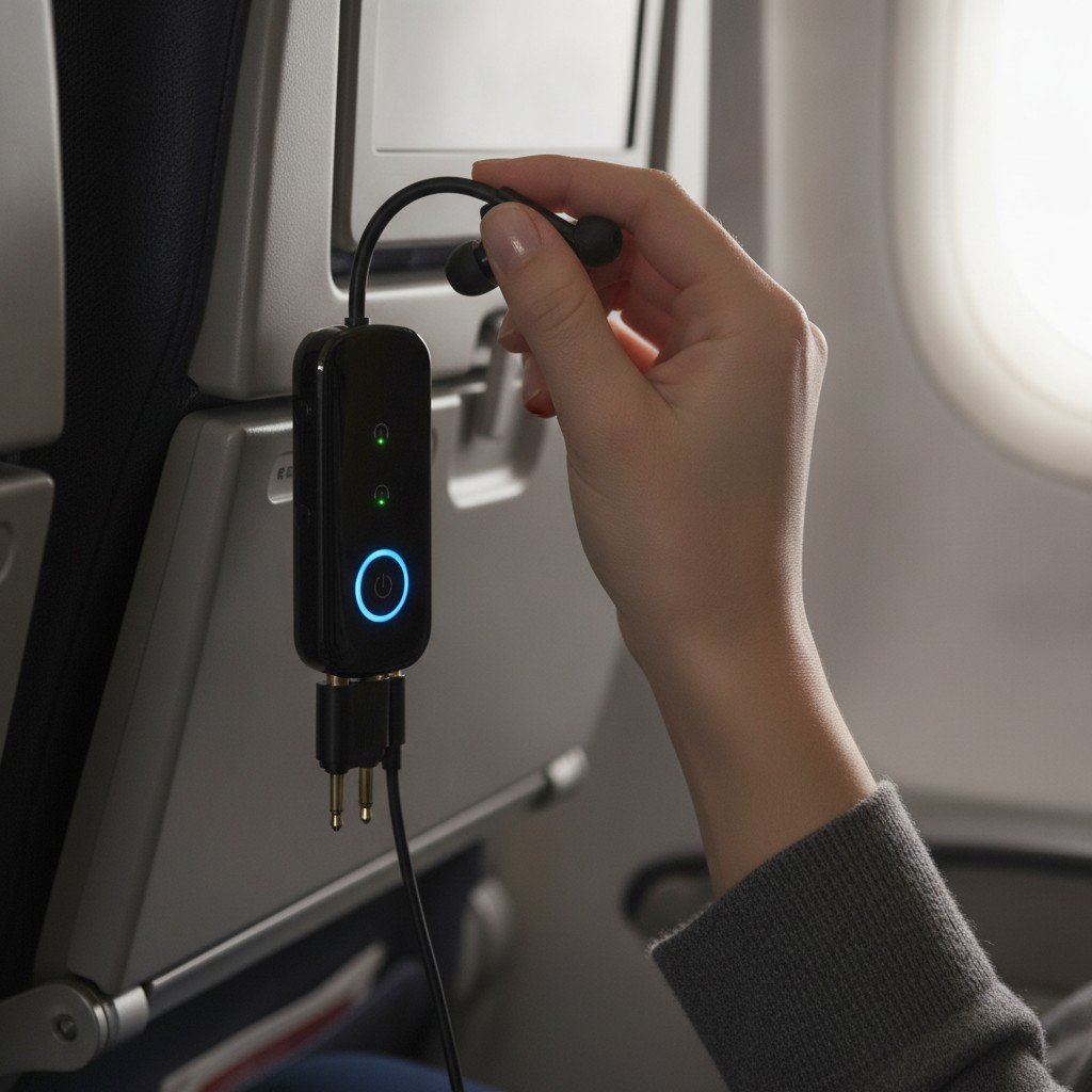 Flight-Ready Bluetooth Adapter with Fast Charging & Noise Cancellation Features