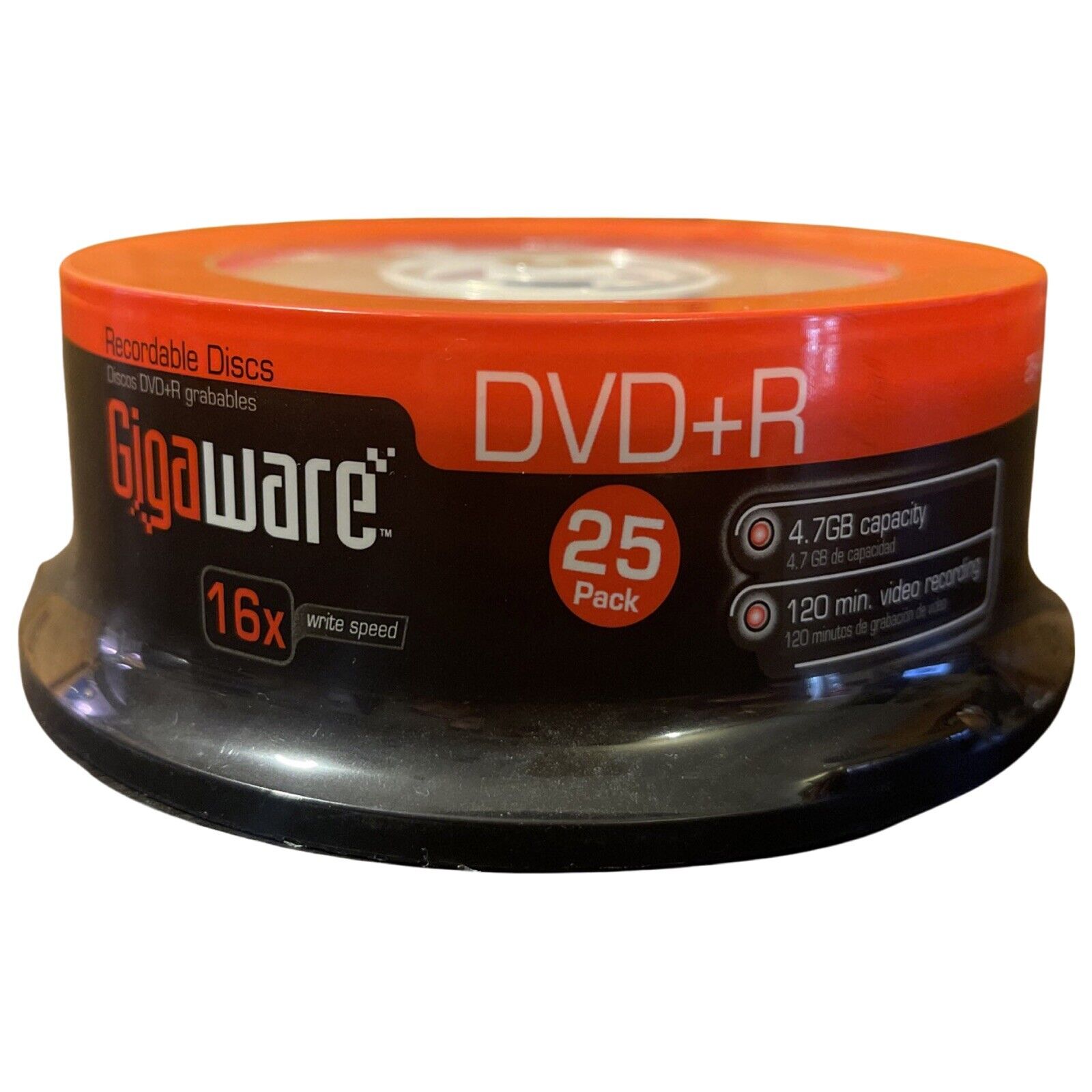 GIGAWARE  DVD R 120Min 4.7GB DATA 16X Speed 25 Pack Blank Discs New Sealed