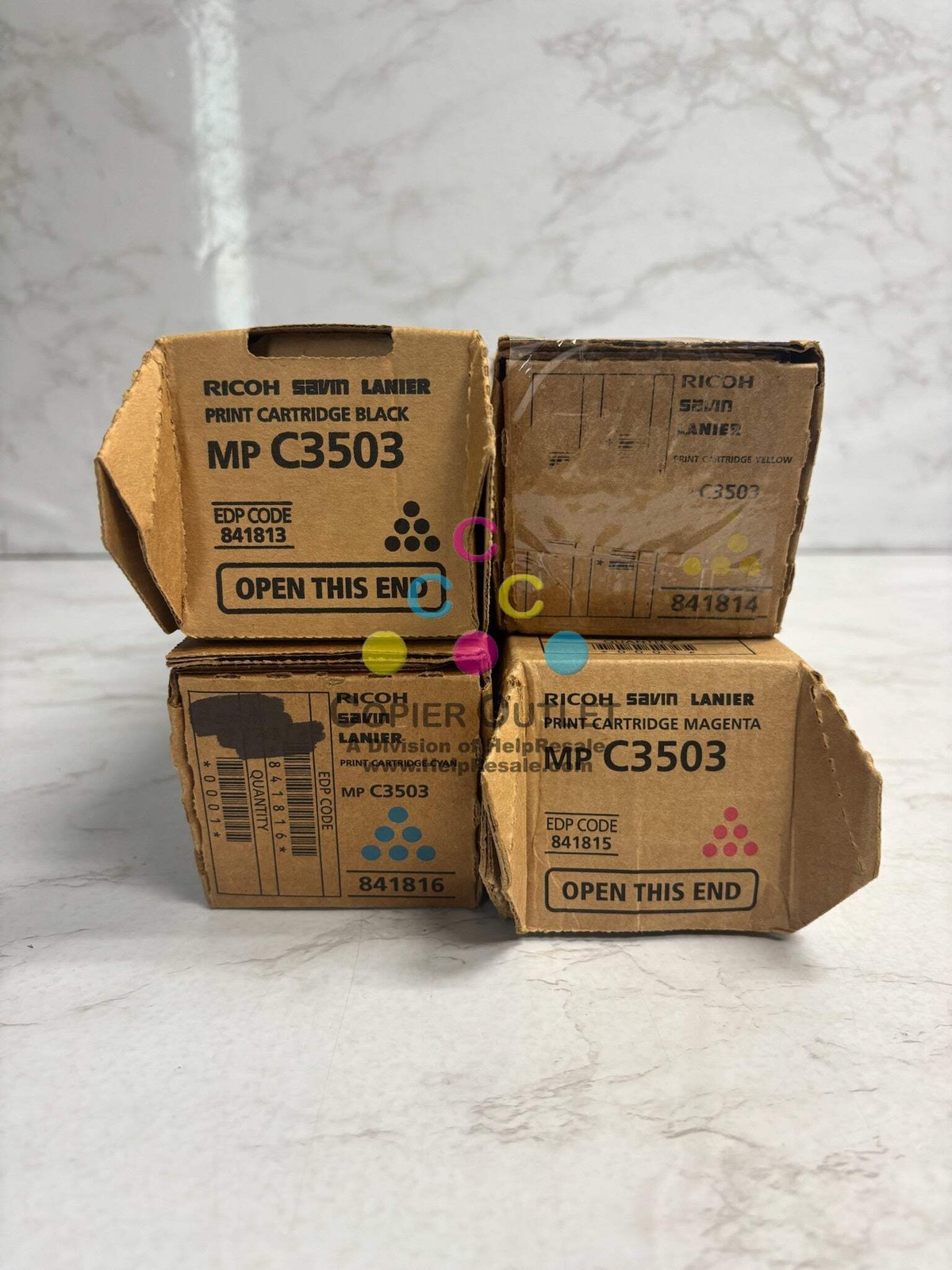 4 Cosmetic Genuine Ricoh MPC3503,C3004 CMYK Toners 841813,841814,841815,841816 4 Cosmetic Genuine Ricoh MPC3503,C3004 CMYK Toners 841813,841814,841815,841816