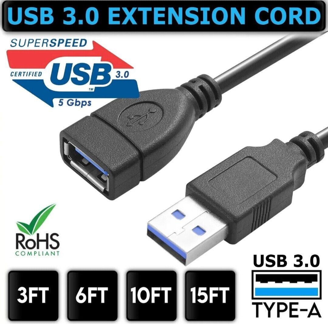 4x USB 3.0 Extender Extension Cable Cord Type A Male to Female 2 10FT HIGH SPEED