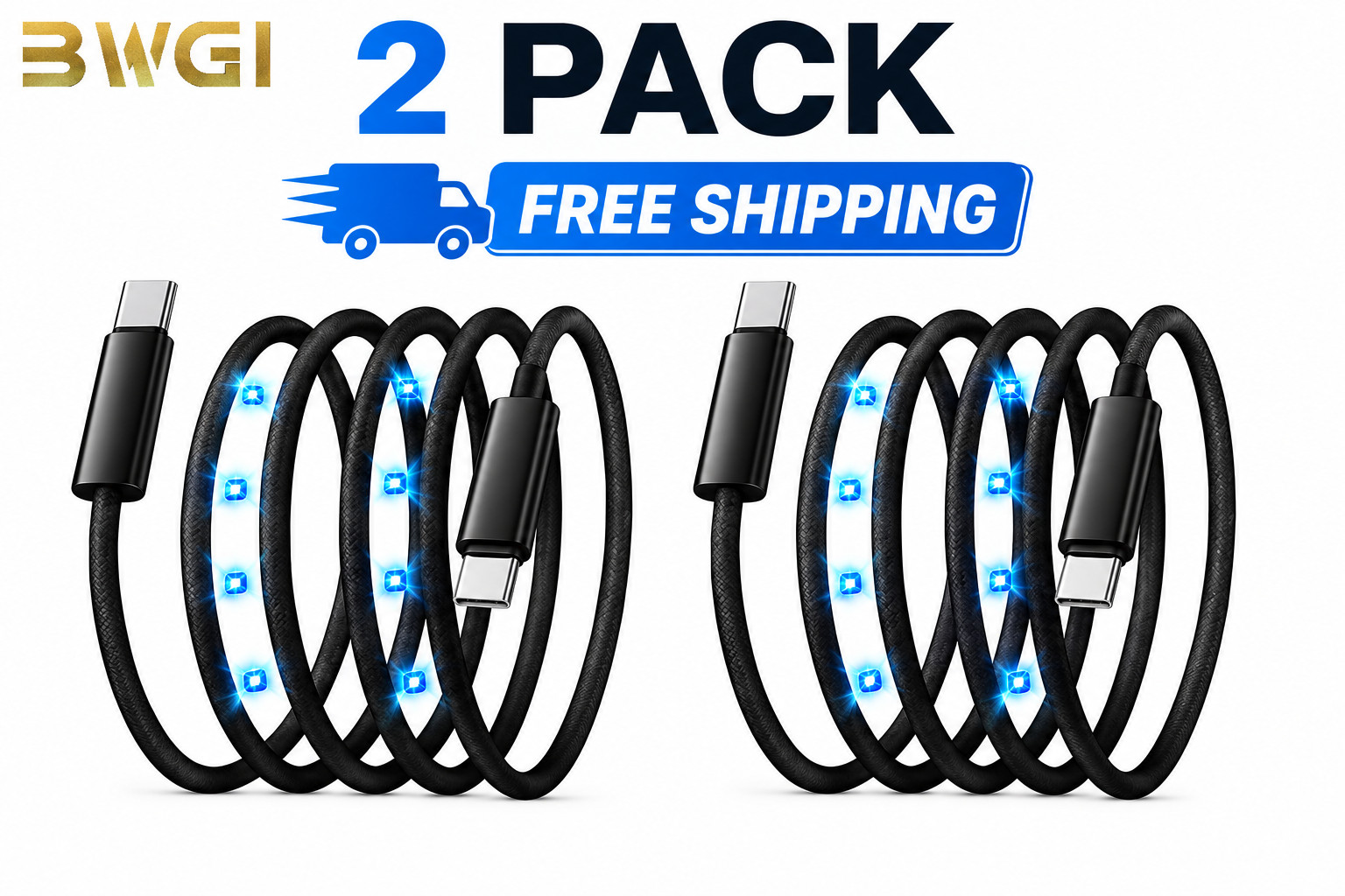 BWGI 2-Pk USB C-C 240W Magentic Coiled ⚡️ Fast Charging Cable (1.5 m,4.92 ft) ⚡️