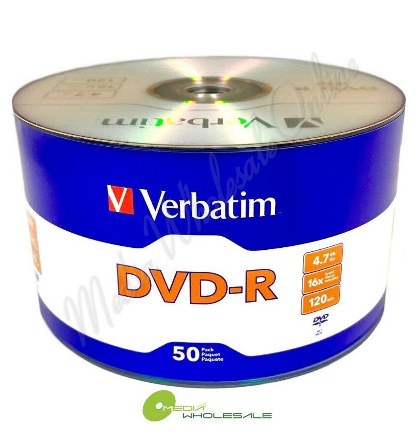 VERBATIM Blank DVD-R Logo Branded 4.7GB 16X Media Disc / LOT = 50 TO 1800 Discs VERBATIM Blank DVD-R Logo Branded 4.7GB 16X Media Disc / LOT = 50 TO 1800 Discs