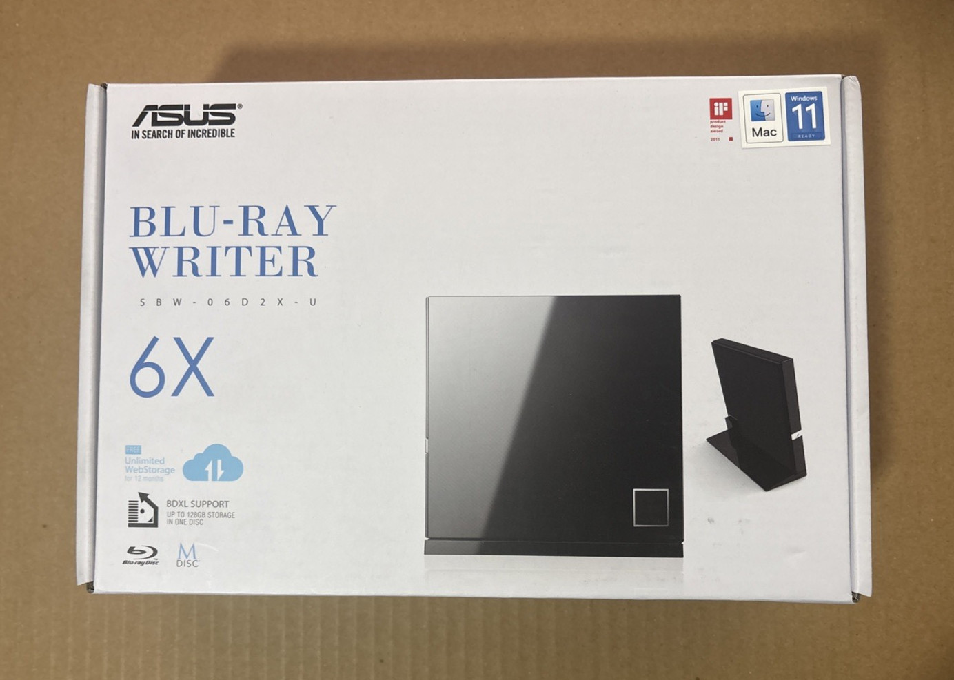 ASUS Slim External Blu Ray Writer Drive 6x SBW-06D2X-U Black Portable USB DVD ASUS Slim External Blu Ray Writer Drive 6x SBW-06D2X-U Black Portable USB DVD