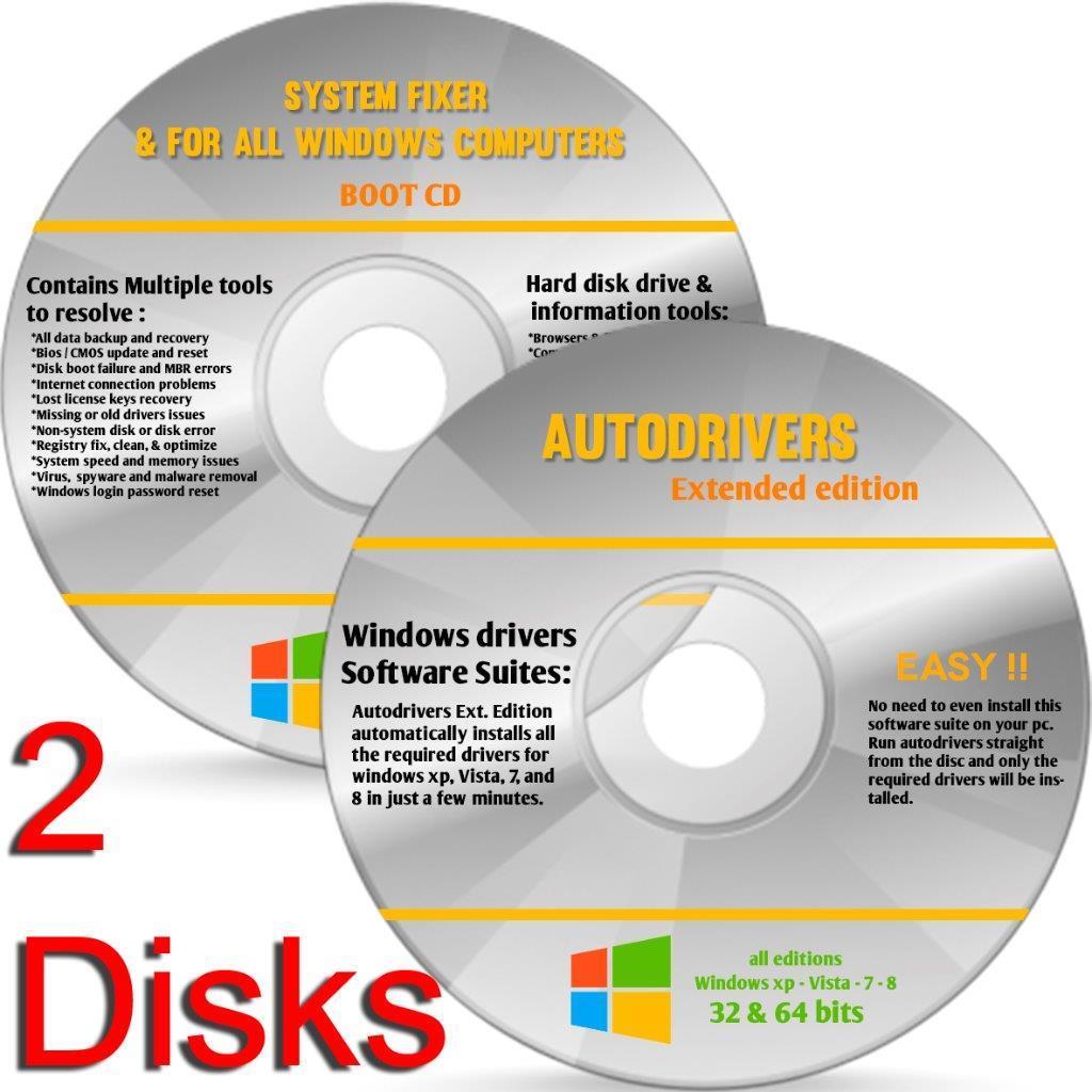 WINDOWS DRIVERS ALL XP 7 8 10 USB Repair Restore ON 2 DVDs DRIVE 2018