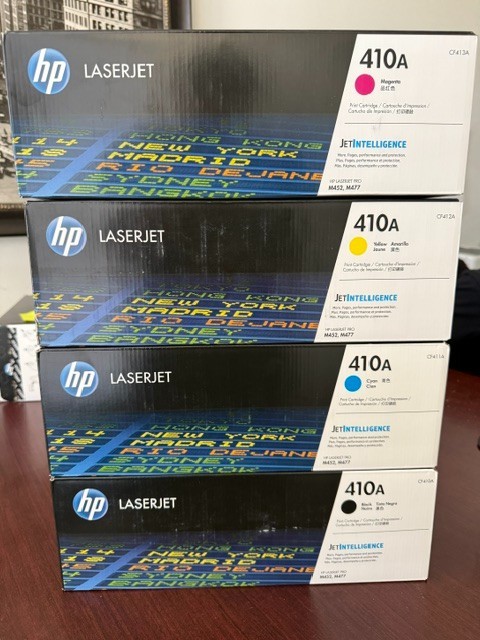 Genuine New HP 410A Toner 4PK CF410A, CF411A, CF412A, CF413A (CF410AQ) OPEN BOX