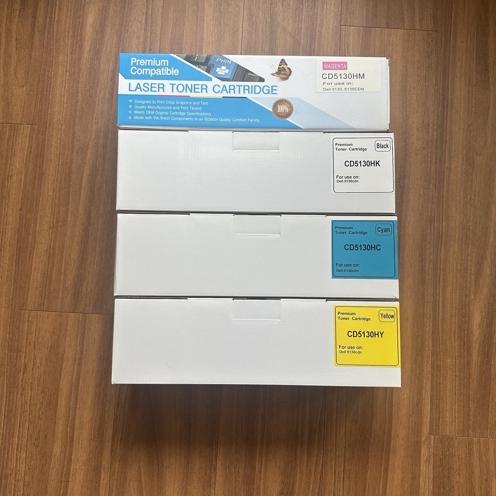 Set of 4 Genuine Dell 5130cdn Laser Toner Cartredges Cyan/Magenta/Yellow/Black Set of 4 Genuine Dell 5130cdn Laser Toner Cartredges Cyan/Magenta/Yellow/Black