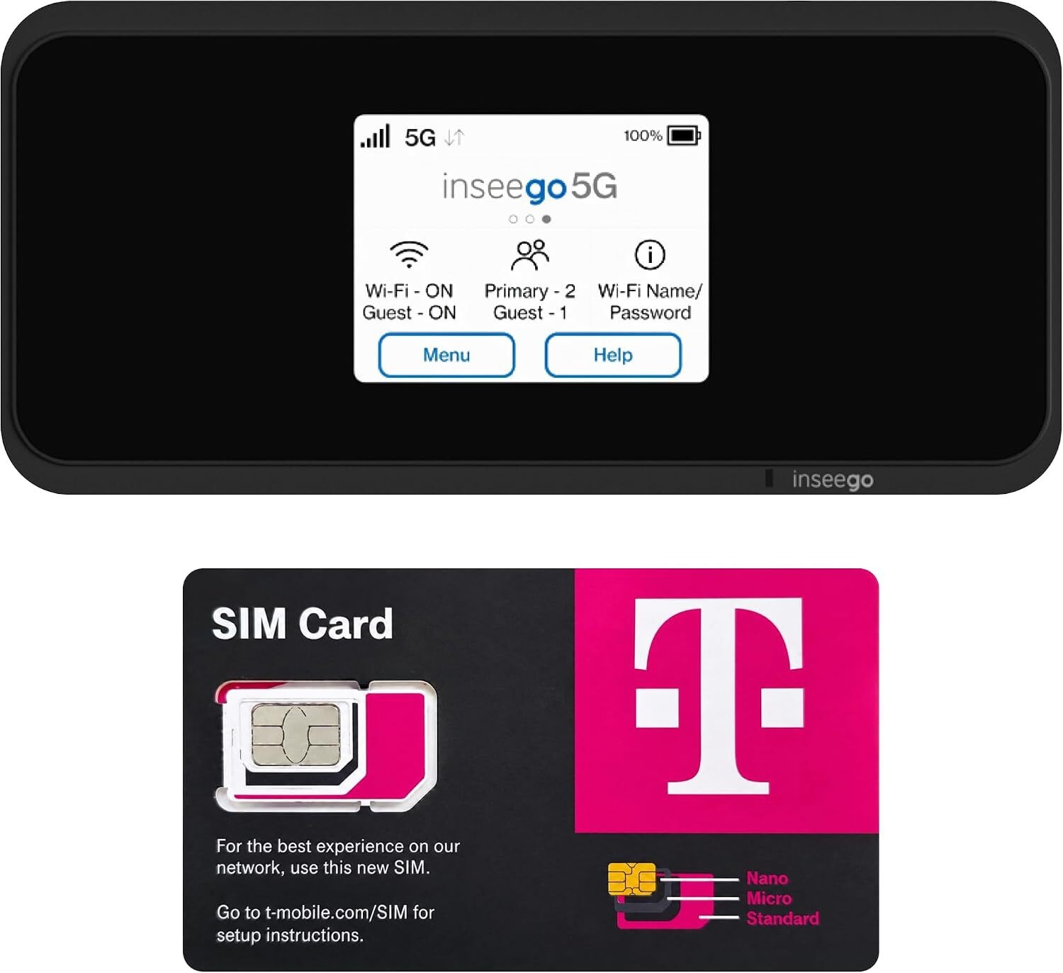 Inseego MiFi M2000 5G Hotspot (M2000) T-Mobile Black - Very Good
