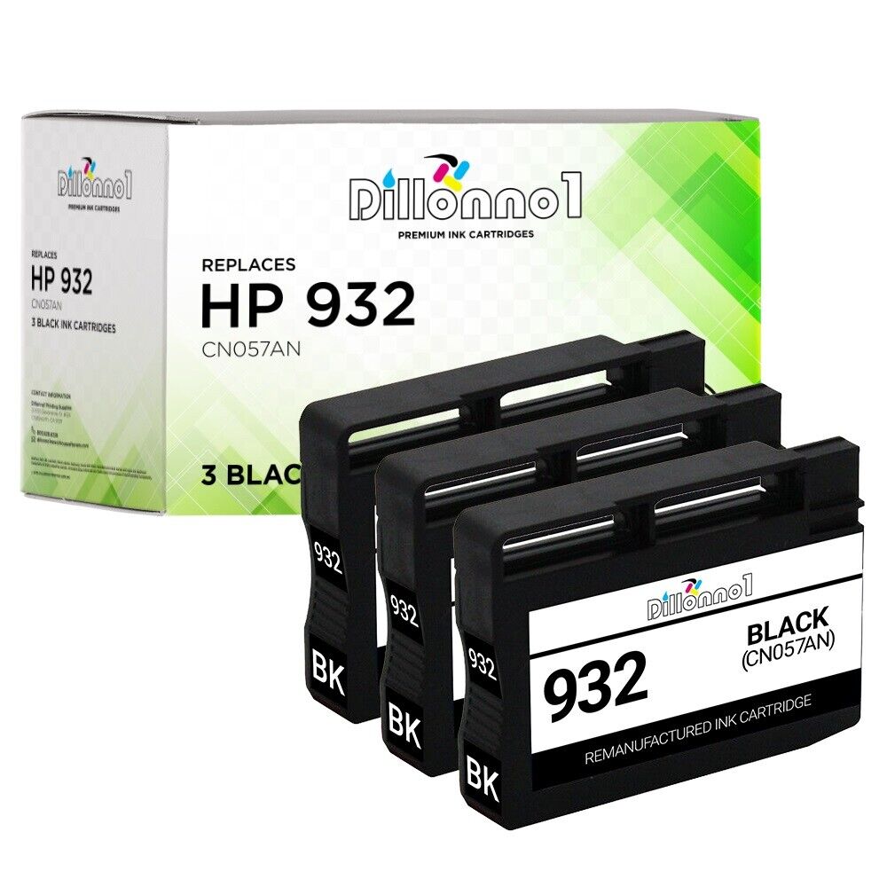 3 PACK For HP932 932 (CN057) Black Ink For HP Officejet 6100 6600 6700 7610