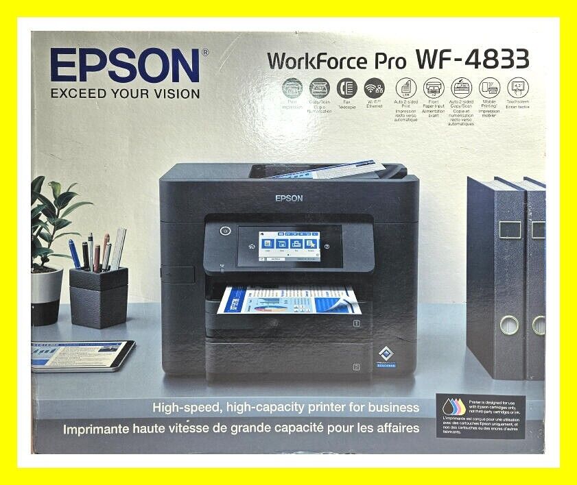 🔥Epson WorkForce Pro WF-4833 Wireless All-in-One 2-sided Copy NEW FAST SHIP🚚