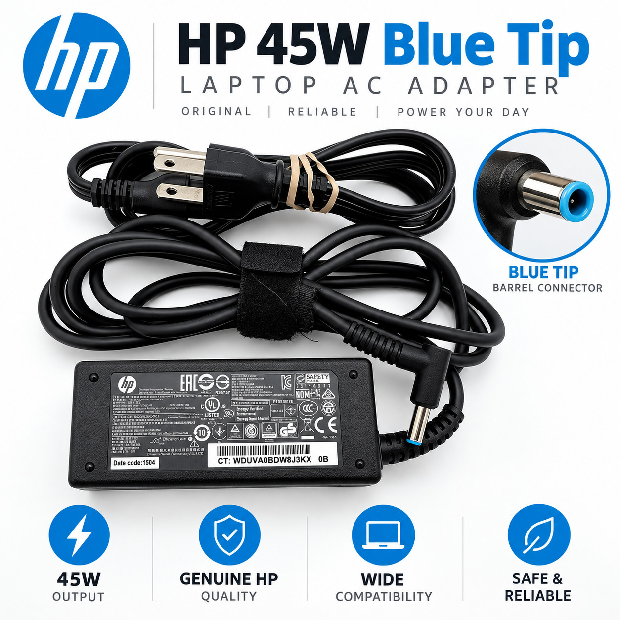 Genuine HP 45W blue tip laptop AC Adapter Power Supply charger 19.5V 741727-001 Genuine HP 45W blue tip laptop AC Adapter Power Supply charger 19.5V 741727-001