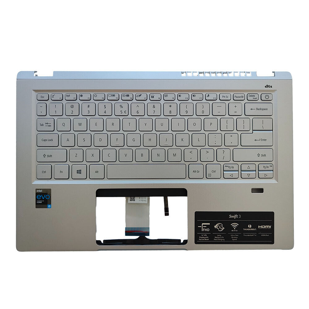 New For Acer Swift SF314-511 Silver Palmrest w/ Backlit Keyboard 6B.ABLN2.001 US