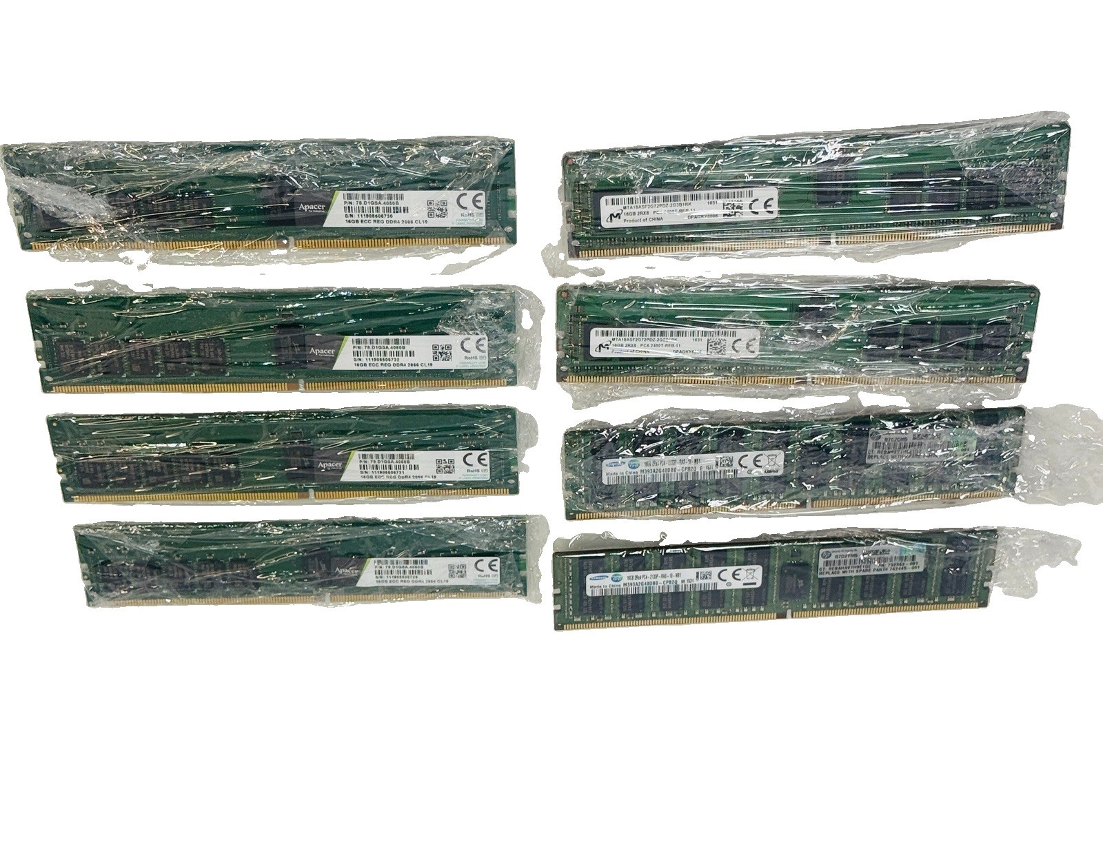 Lot Of (8) Mixed RAM Spacer DDR4 2666 Micron 2400T Samsung 2133P Desktop Server Lot Of (8) Mixed RAM Spacer DDR4 2666 Micron 2400T Samsung 2133P Desktop Server