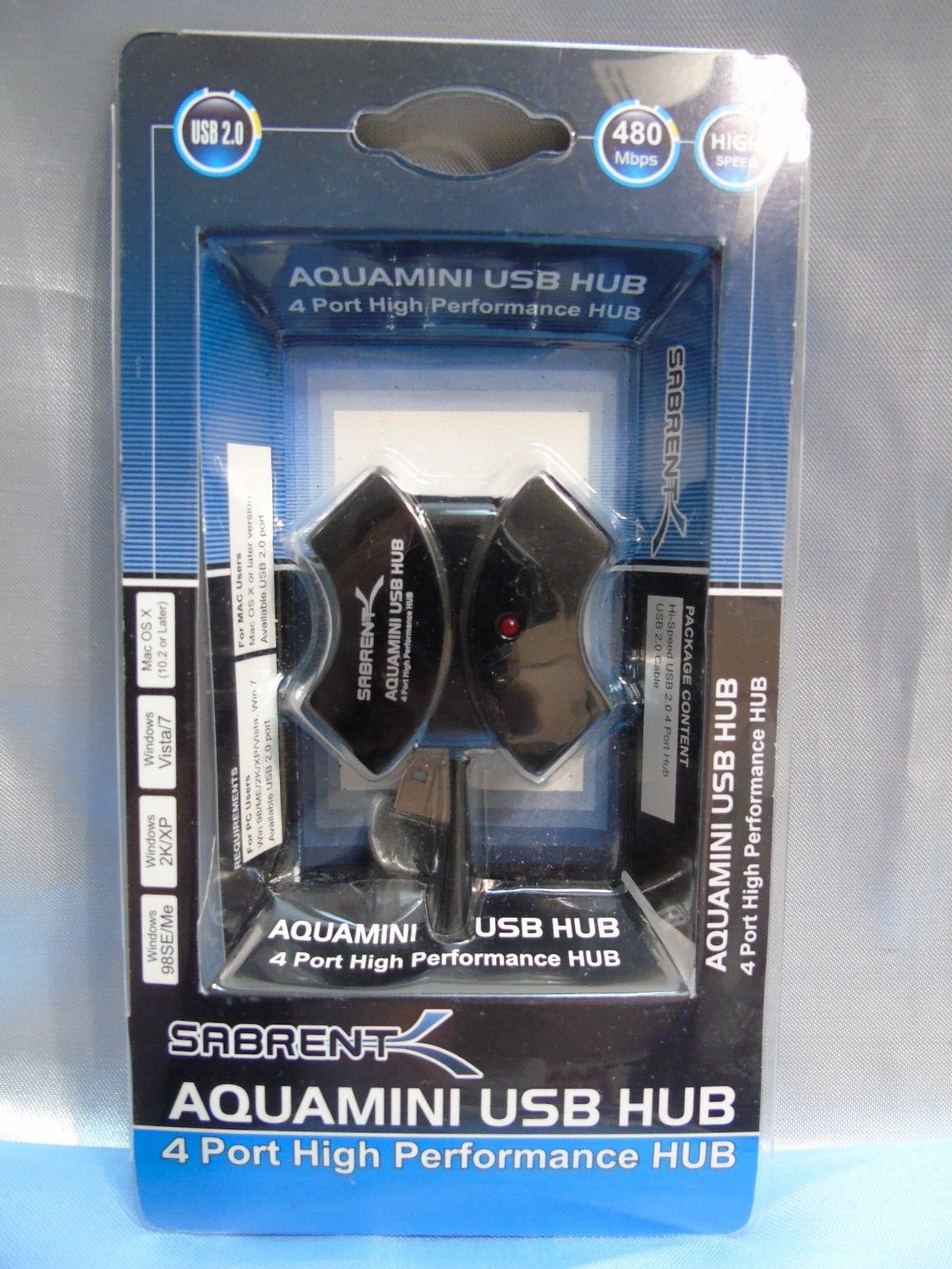 SABRENT AQUAMINI USB 2.0 HUB 4 Port High Performance HUB -NIB