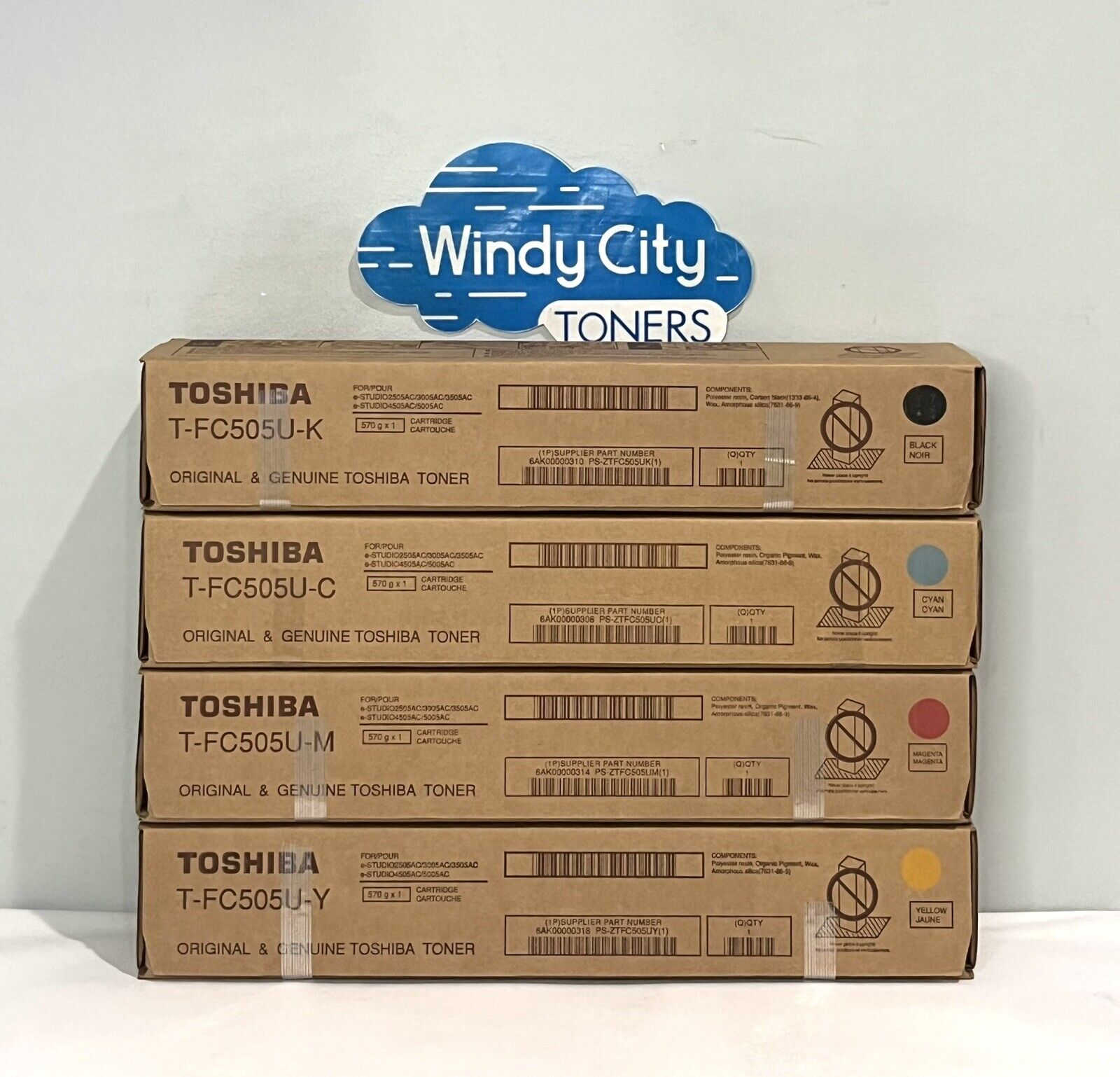Toshiba T-FC505U Toner Cartridges Set KCMY For 2E505ACE,3005ACE,3505ACE OEM NEW