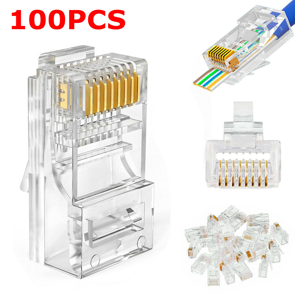 1000x RJ45 Pass Through Modular Plug Network Cable Connector End CAT6 CAT5 Lot 1000x RJ45 Pass Through Modular Plug Network Cable Connector End CAT6 CAT5 Lot