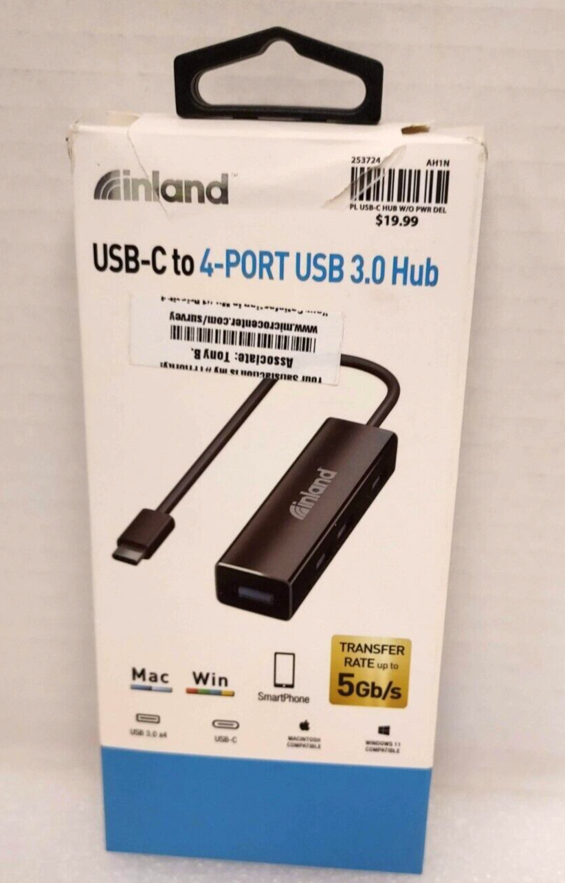 Inland USB-C To 4-Port USB 3.0 Hub