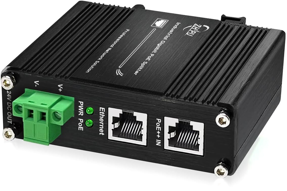 Industrial Hardened Gigabit PoE+ Splitter 95W IEEE 802.3af/bt Ethernet Converter Industrial Hardened Gigabit PoE+ Splitter 95W IEEE 802.3af/bt Ethernet Converter