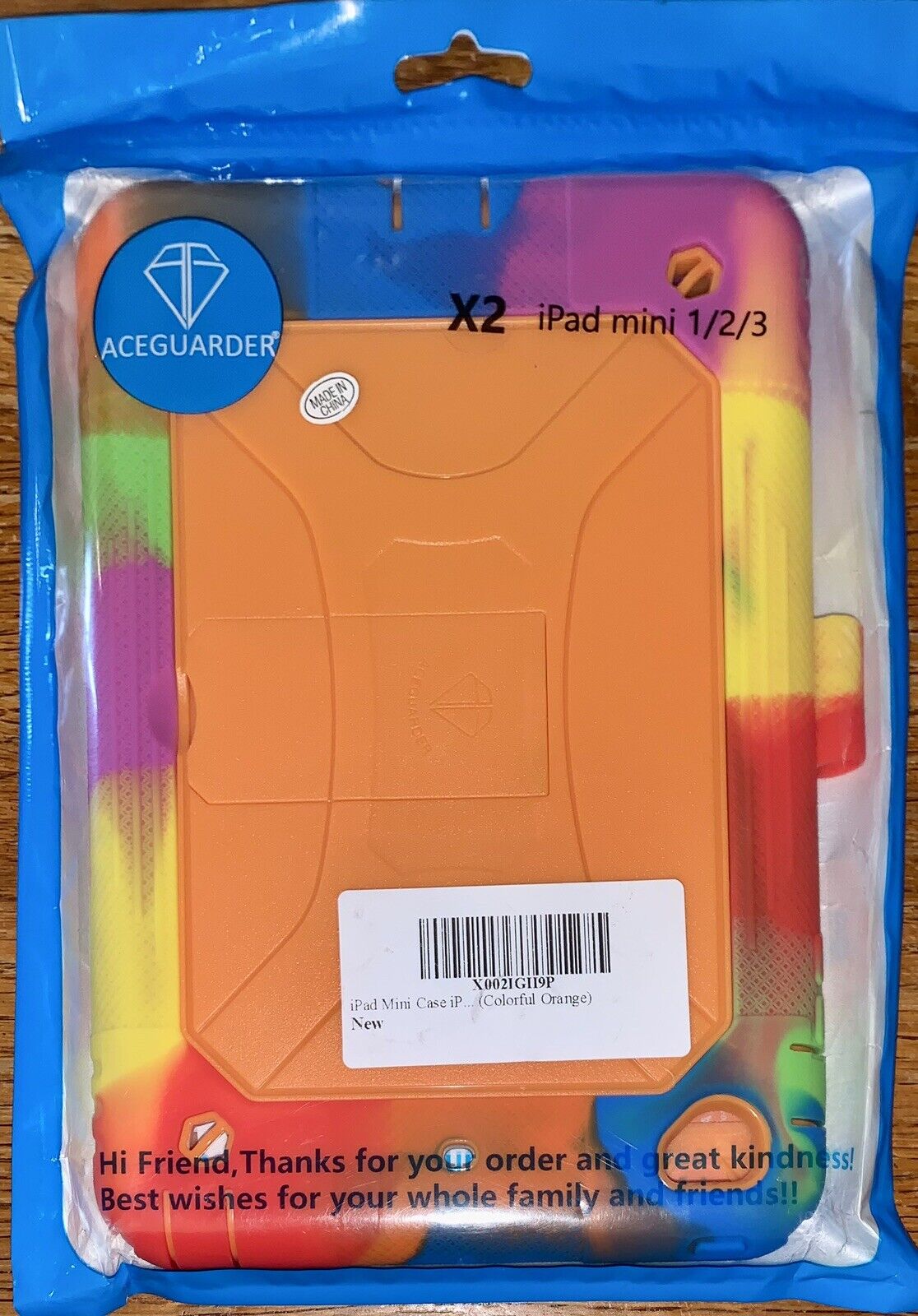 Aceguarder Antibacterial iPad Silicone Case for Mini 1/2/3 Orange Tie Dye ~ NEW