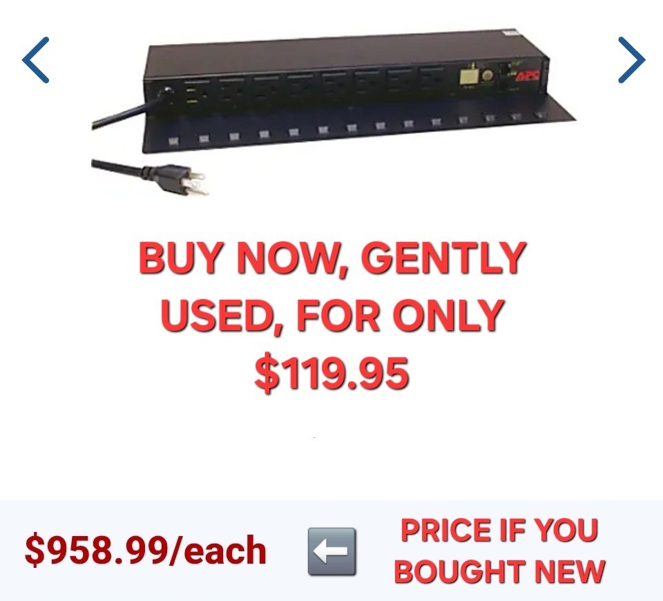 APC Metered Rack PDU 8-Outlet 120V 15A NEMA 5-15P LED Display