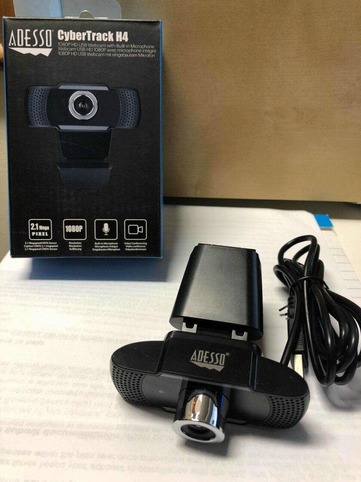 Camera Webcam - Adesso - Cyber Track H4 1080 HD USB Webcam W/ Built In Dual Mic