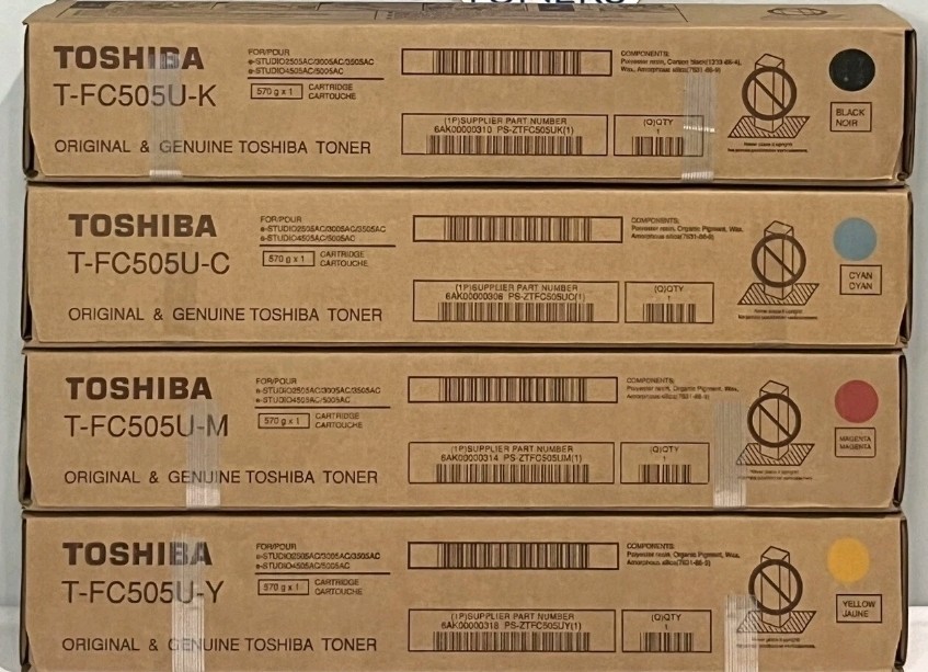 Toshiba T-FC505U Toner Cartridges Set KCMY OEM NEW FREE UPS GROUND SHIPPING 