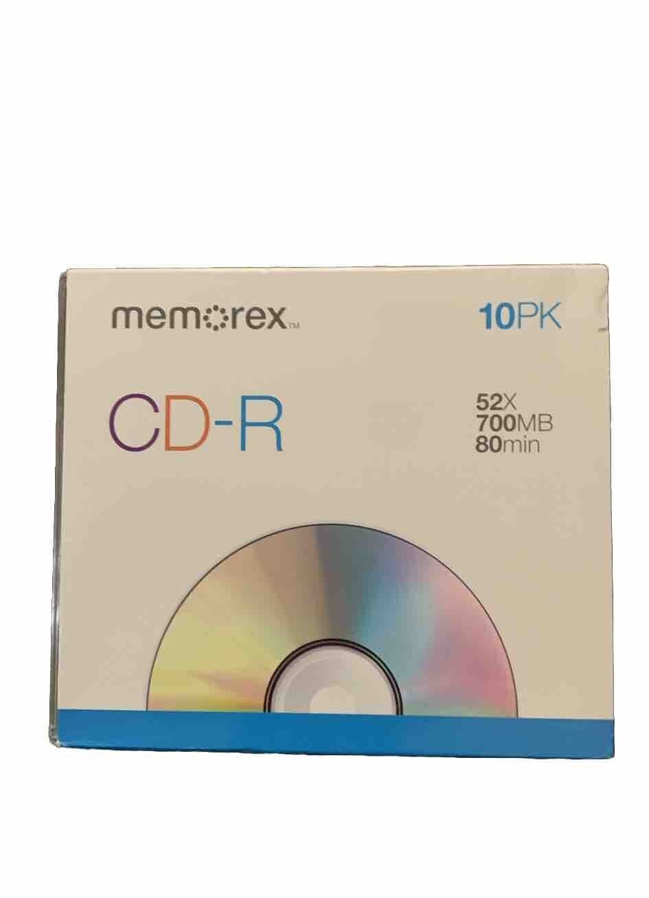 Memorex CD-R 52X 700mb 80 Min. 10 Pack Slim Jewel Case. New Open Box.