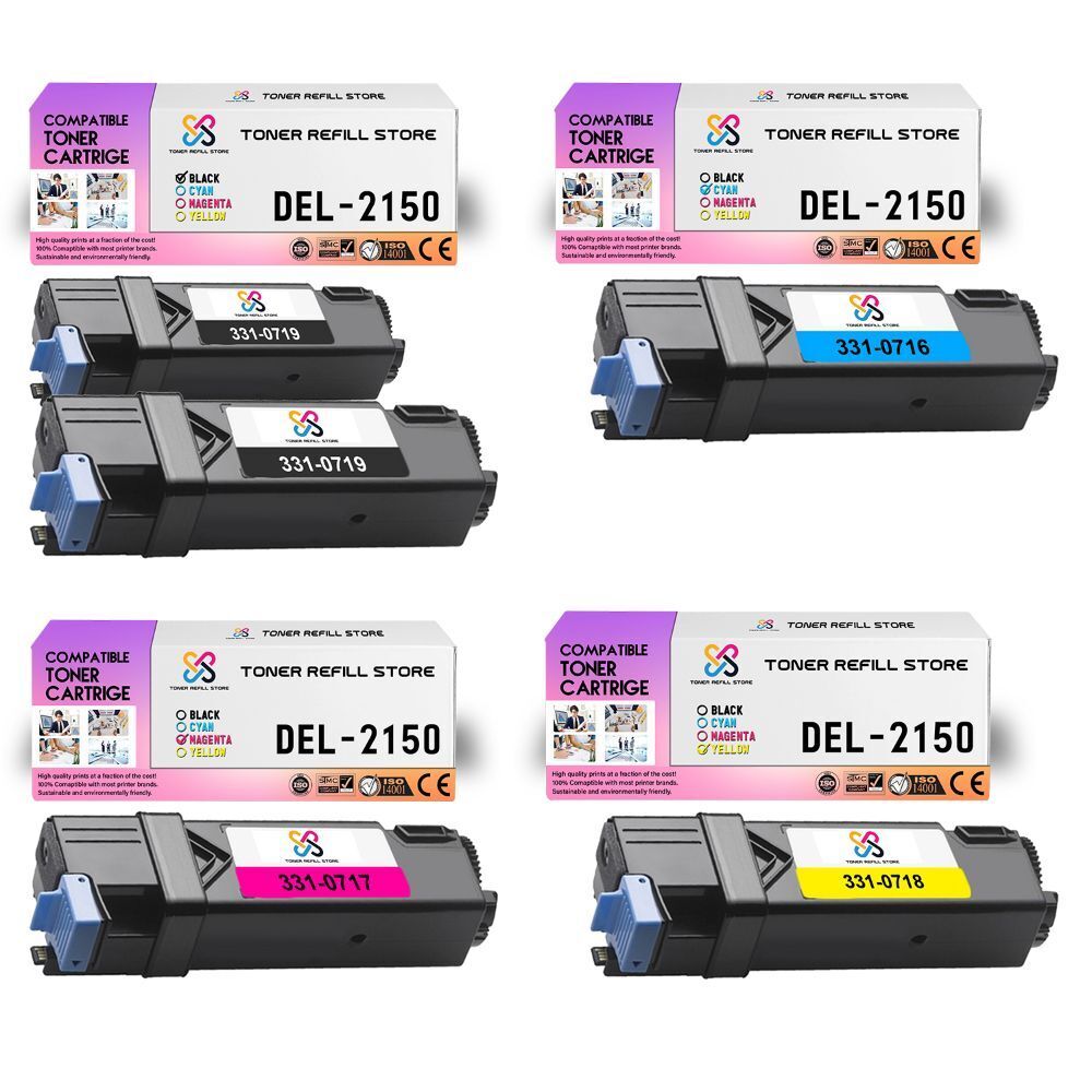 5Pk TRS 2150 BCYM Compatible for Dell 2150 2150CDN 2150CN Toner Cartridge