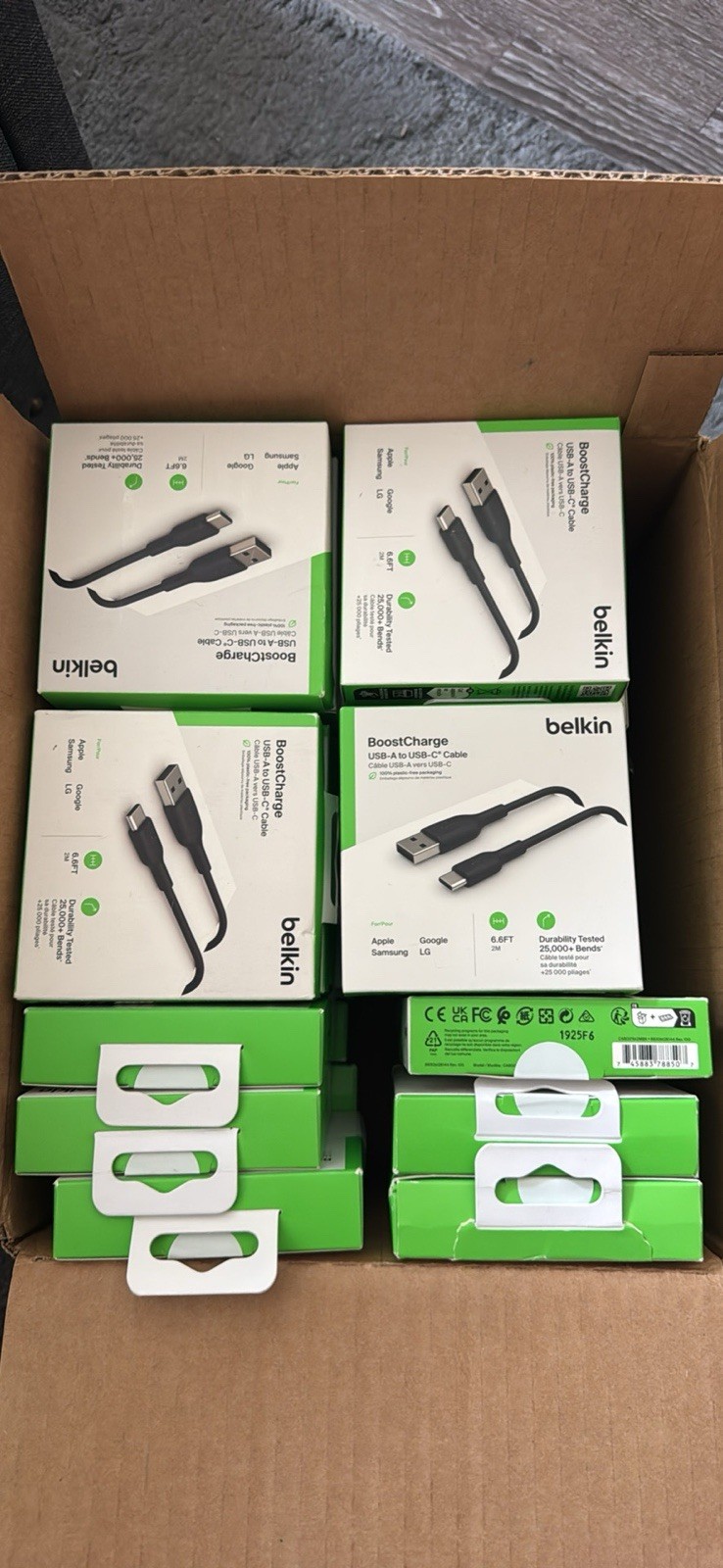 Wholesale Lot of 90 Belkin BoostCharge USB-A to USB-C 6.6ft 2M Cables Black New Wholesale Lot of 90 Belkin BoostCharge USB-A to USB-C 6.6ft 2M Cables Black New