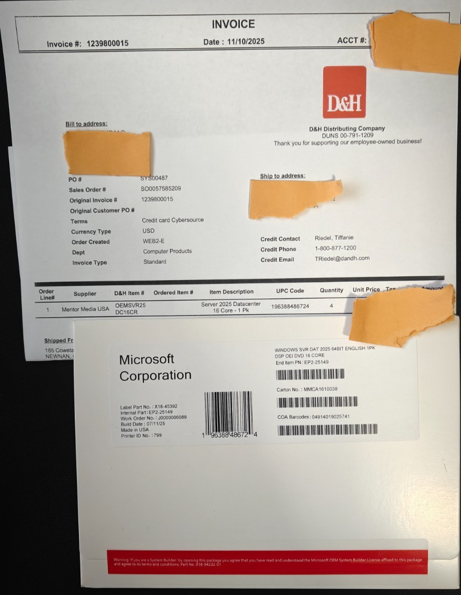 Authentic Microsoft Windows Server 2025 Datacenter-OEM 16 Core- (From D&H Dist) Authentic Microsoft Windows Server 2025 Datacenter-OEM 16 Core- (From D&H Dist)