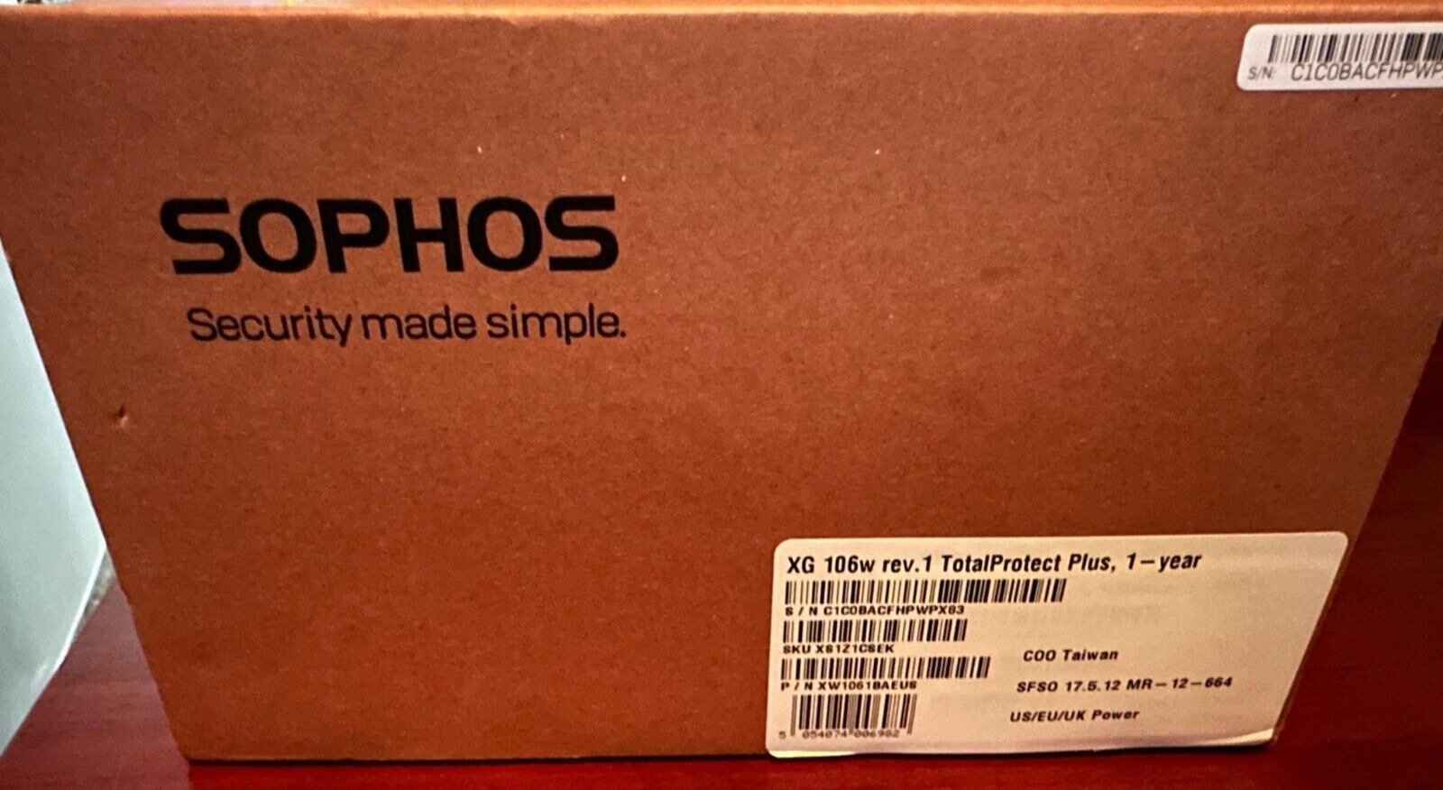 Sophos XG 106w rev.1 Security Appliance (XS1Z1CSEK) - Open Box
